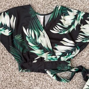 Tropical Leaf Print Top